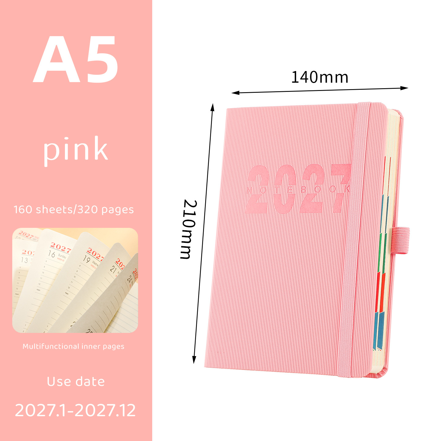 📔50% OFF NOW! 2027 Minimalist Daily Planner Notebook‐ 365‐Day Layout Journal, Lay‐Flat Binding Ink‐Proof Paper PU Cover Agenda for Time Management