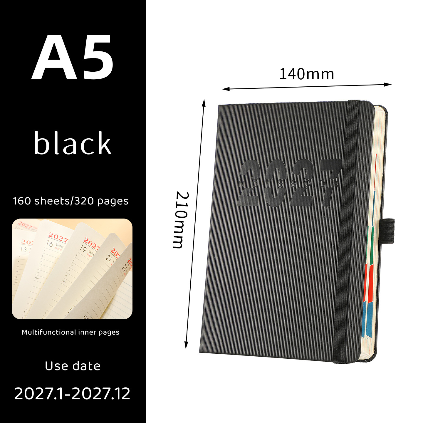 📔50% OFF NOW! 2027 Minimalist Daily Planner Notebook‐ 365‐Day Layout Journal, Lay‐Flat Binding Ink‐Proof Paper PU Cover Agenda for Time Management