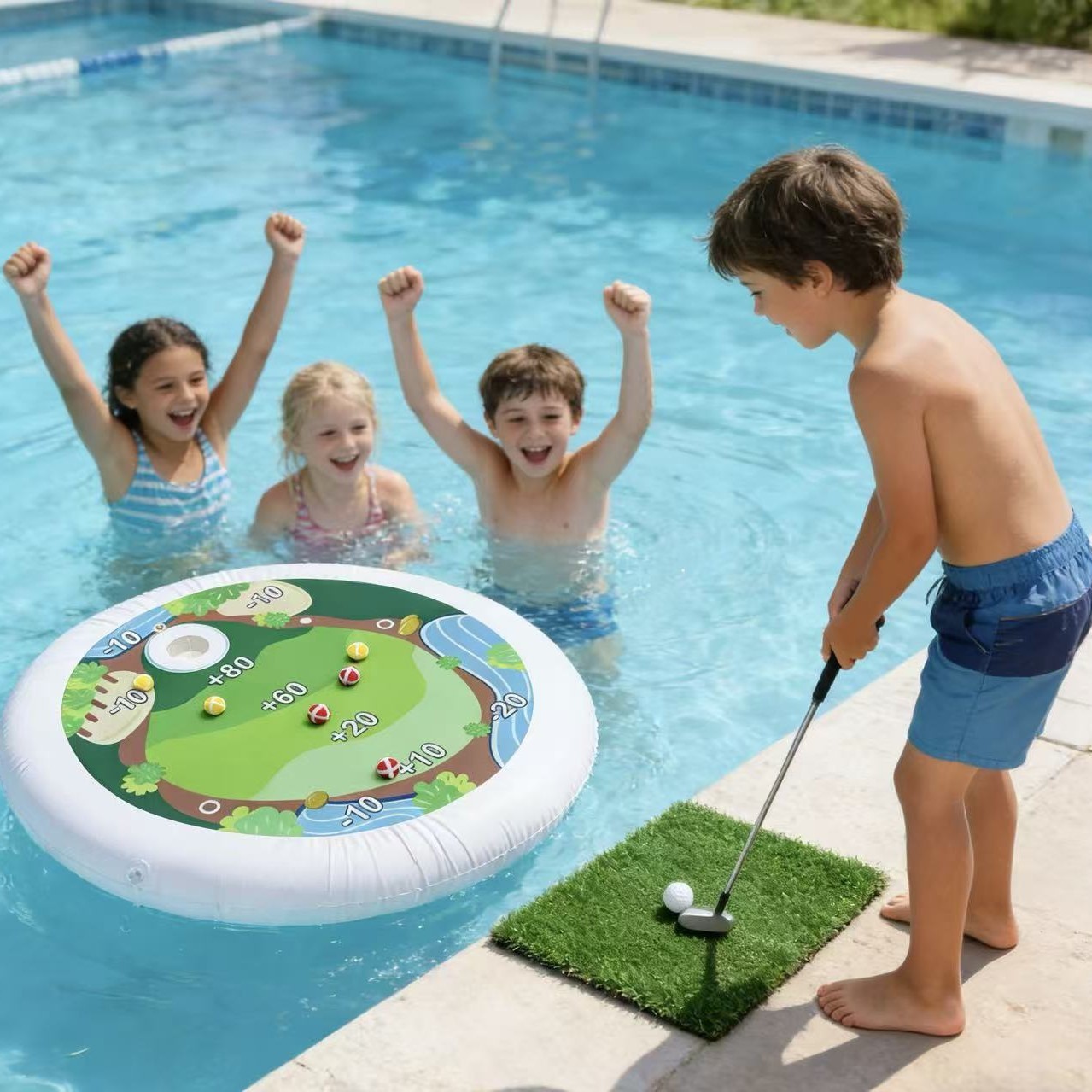 FLOATING GOLF GREEN...soo fun for the pool!!! ⛳️💦