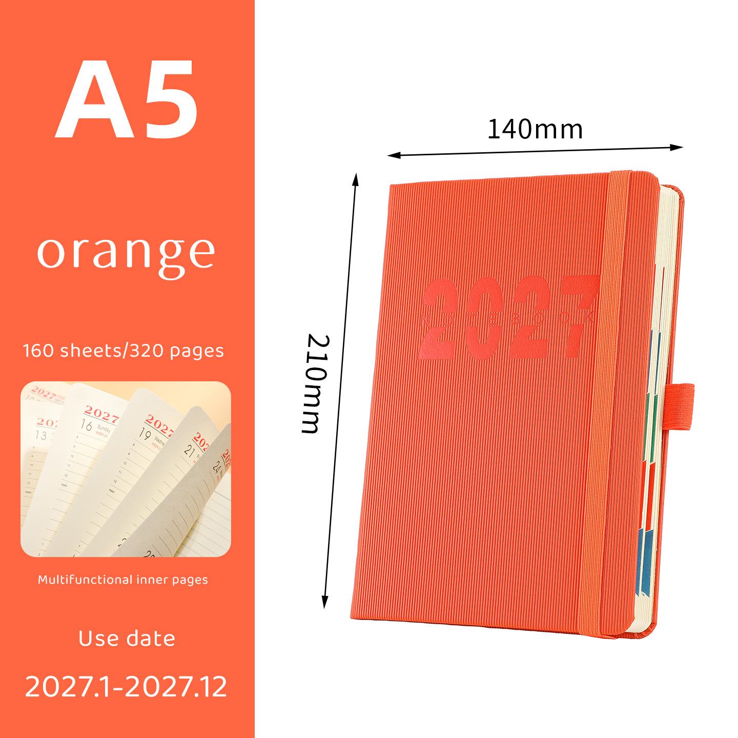 📔50% OFF NOW! 2027 Minimalist Daily Planner Notebook‐ 365‐Day Layout Journal, Lay‐Flat Binding Ink‐Proof Paper PU Cover Agenda for Time Management