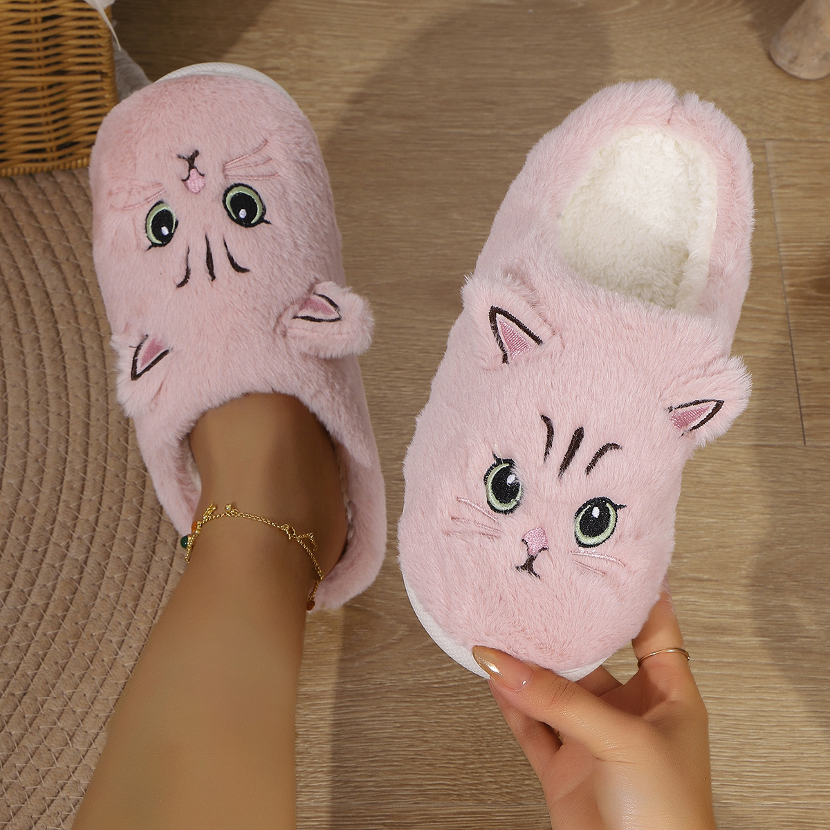 Women's Warm Slip-On Cat Slippers