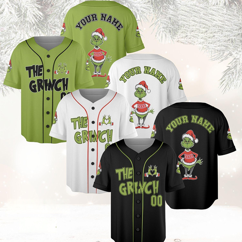 Personalized Name And Number Green Guy Heart Teacher Baseball Jersey