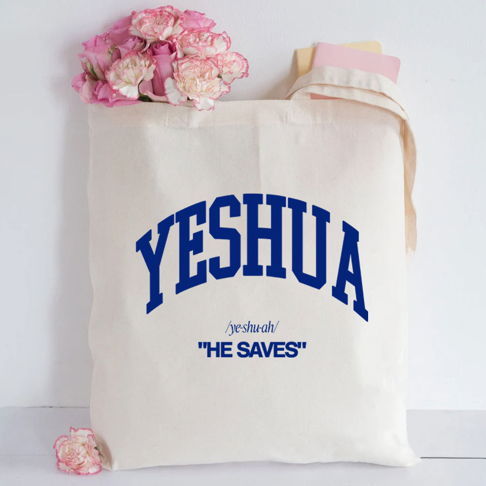 Yeshua He Saves Christian Canvas Tote Bag