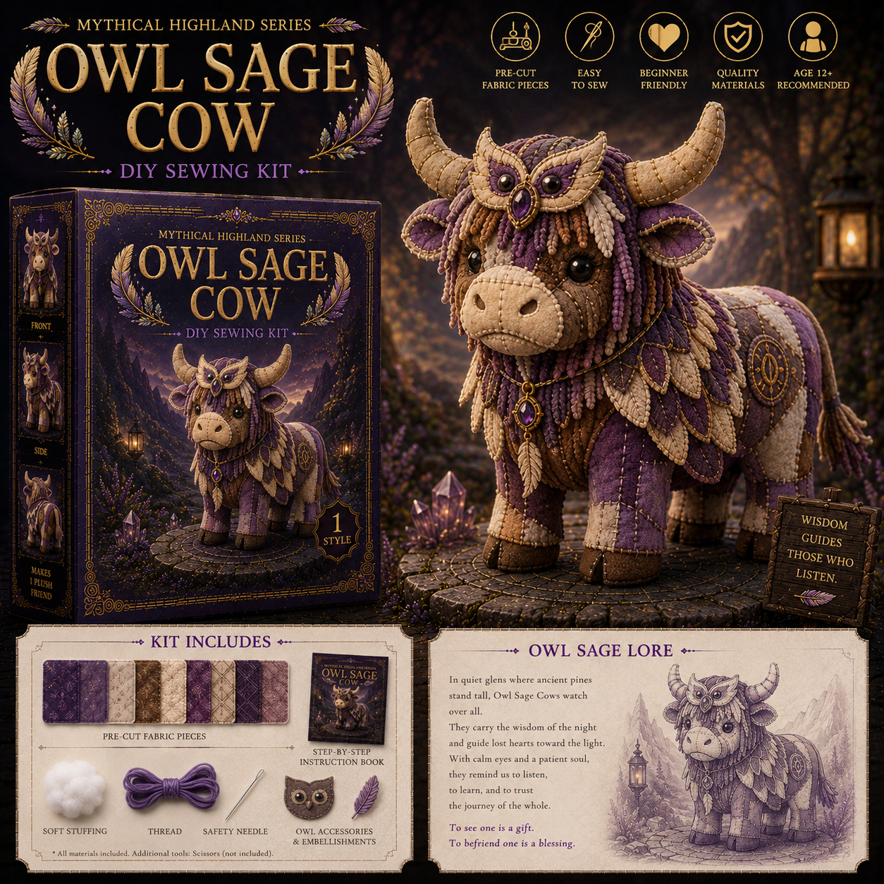 Mythical Highland Cow DIY Sewing Kit 🐮✨🔥New product launch🌙🔥