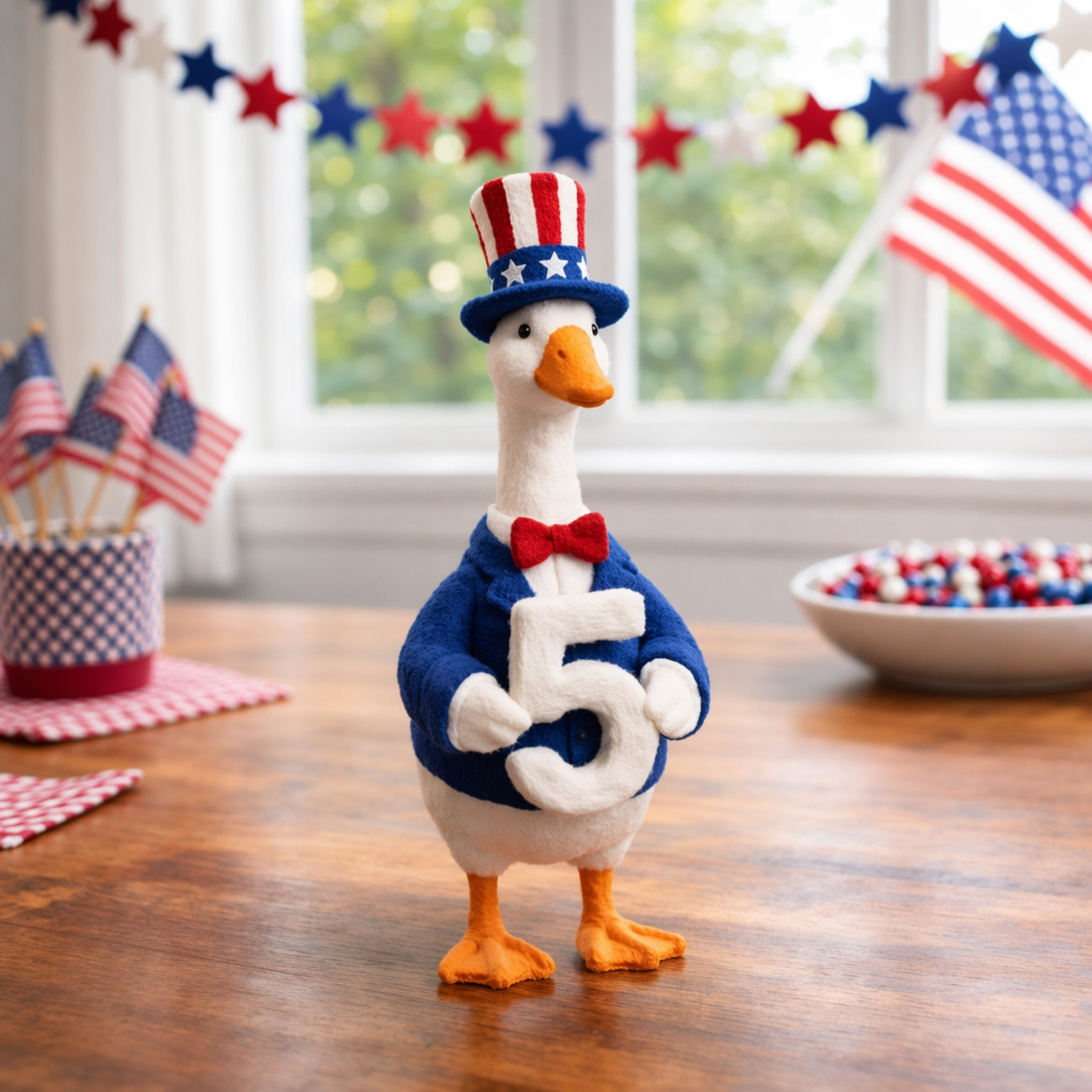 Whimsical "USA 250" Patriotic Geese Centerpiece