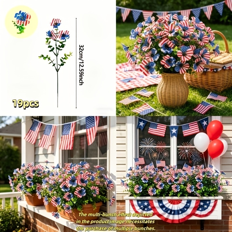 4th of July Hot Sale 60% Off Patriotic Red White Blue Artificial Flowers