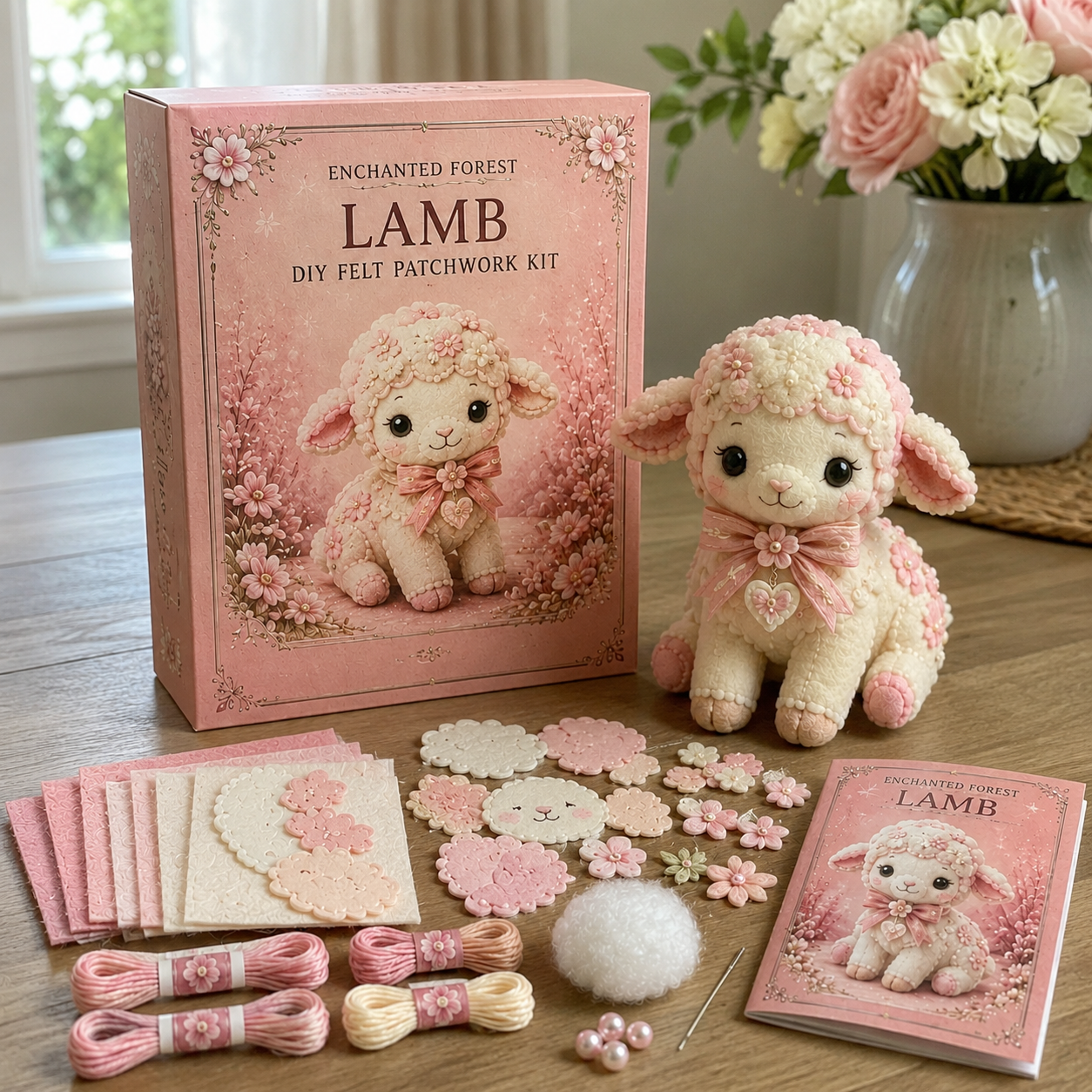 💗Pink Woodland Friends DIY Felt Sewing Kit – Make Your Own Cute Animal