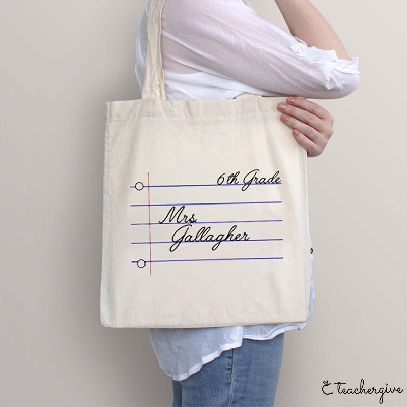 Personalized Grade Teacher Name Teacher Tote Bag