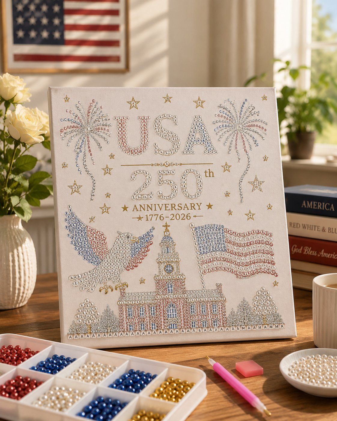 🔥LAST DAY 50% OFF - 🇺🇸 USA 250th Anniversary DIY Pearl Painting Kit ✨❤️‍🔥Buy 2 FREE SHIPPING