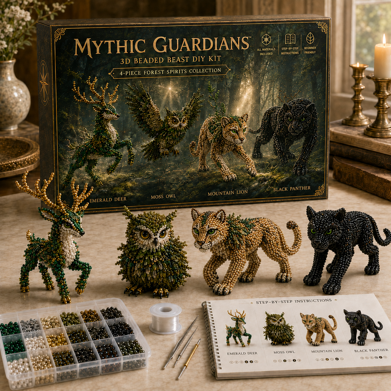 3D Beaded Creature DIY Kit Collection 🐉 Pick Your 4-Piece Set