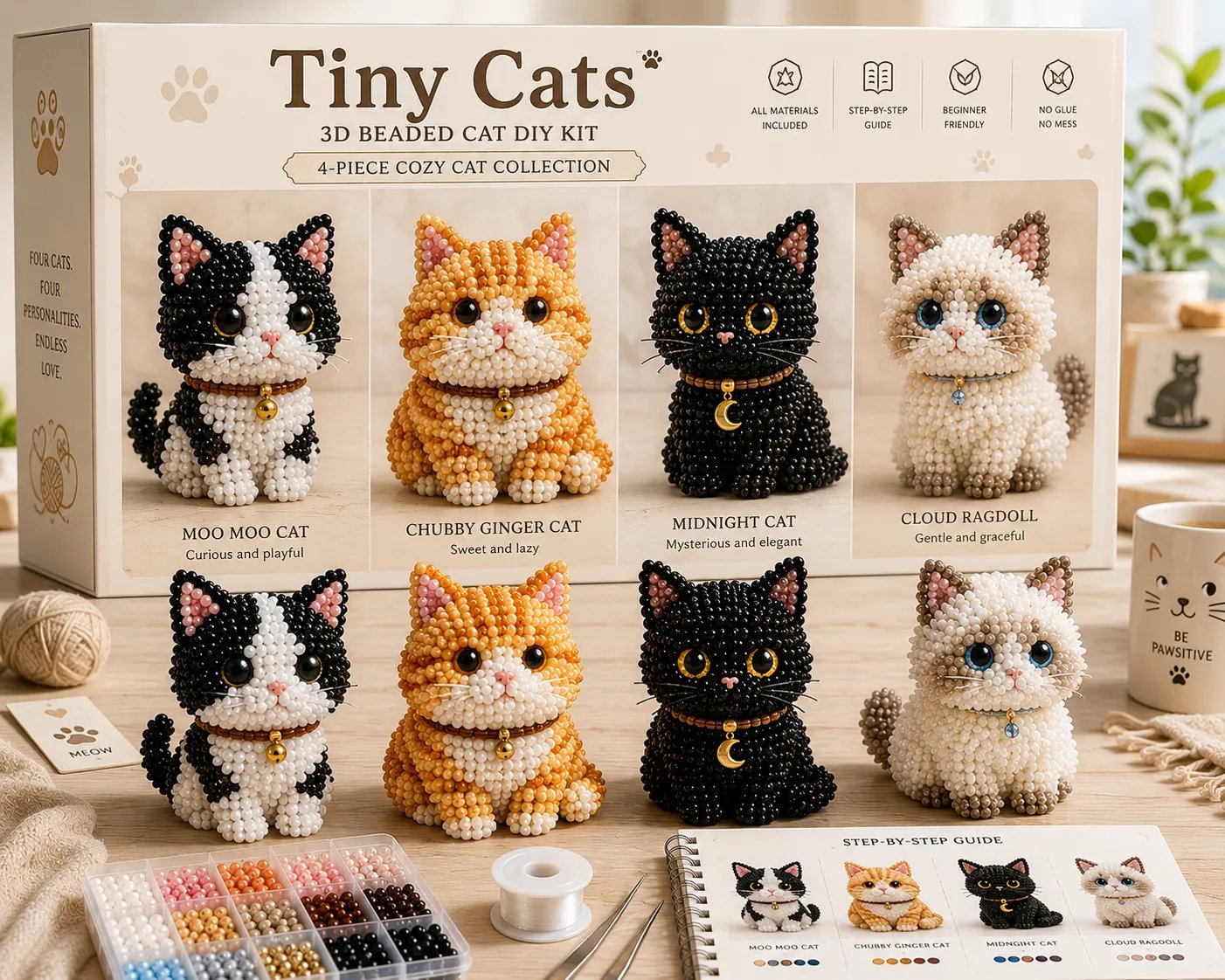 3D Beaded Creature DIY Kit Collection 🐉 Pick Your 4-Piece Set