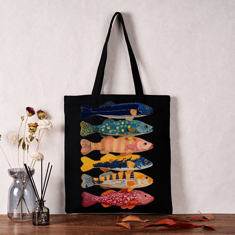 Tokyo-Tiger Colorful Fish Art Collection Tote Bag