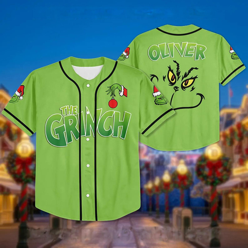 Personalized Name Green Guy Face Teacher Baseball Jersey