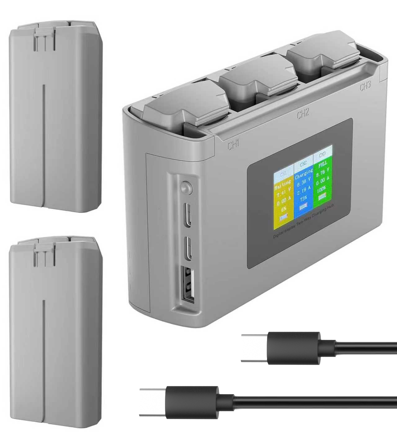 YATEOO Intelligent Battery 2400mAh(2-Pack) with Bi-Directional Fast Charger for DJI Mini 4K/Mini2/Mini 2 SE/Mini SE - High Capacity Li-ion Batteries with Overheat Protection,31 Mins Flight Time