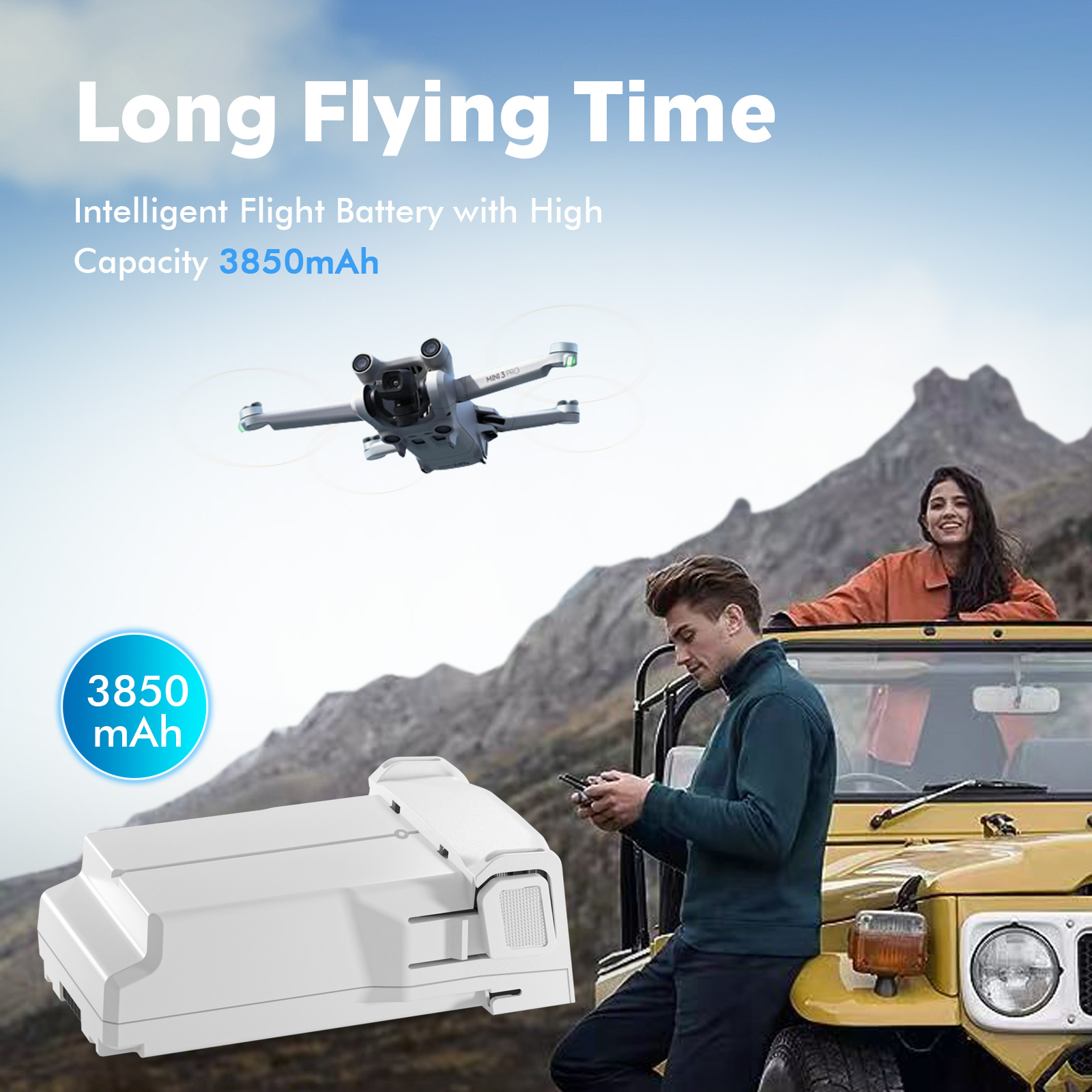 YATEOO Intelligent Flight Battery Plus(2-Pack) for DJI Mini 4 Pro/ Mini3 Pro/Mini 3,3850mAh 47 Mins Flight Time Upgrade 2026