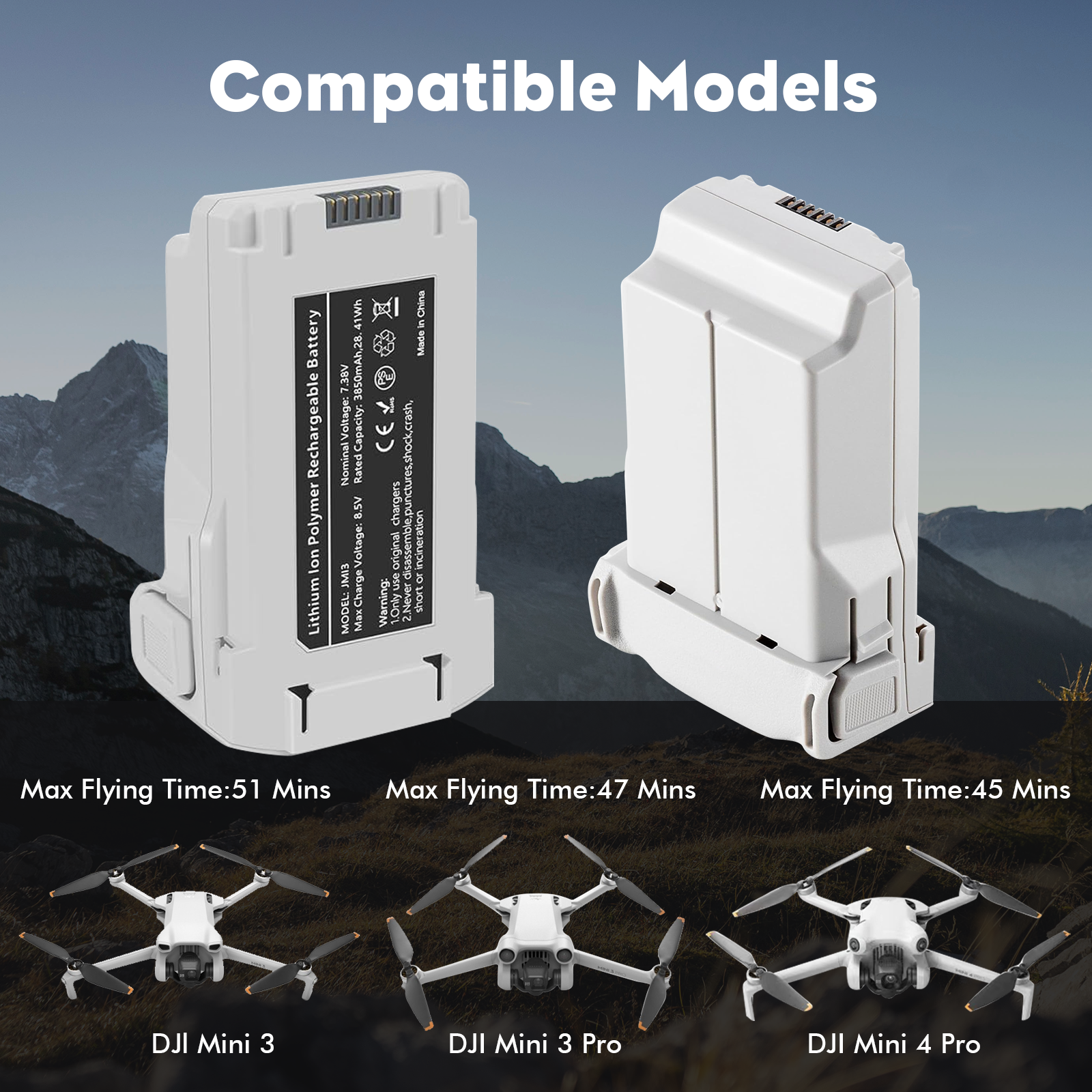 YATEOO Intelligent Flight Battery Plus(2-Pack) for DJI Mini 4 Pro/ Mini3 Pro/Mini 3,3850mAh 47 Mins Flight Time Upgrade 2026