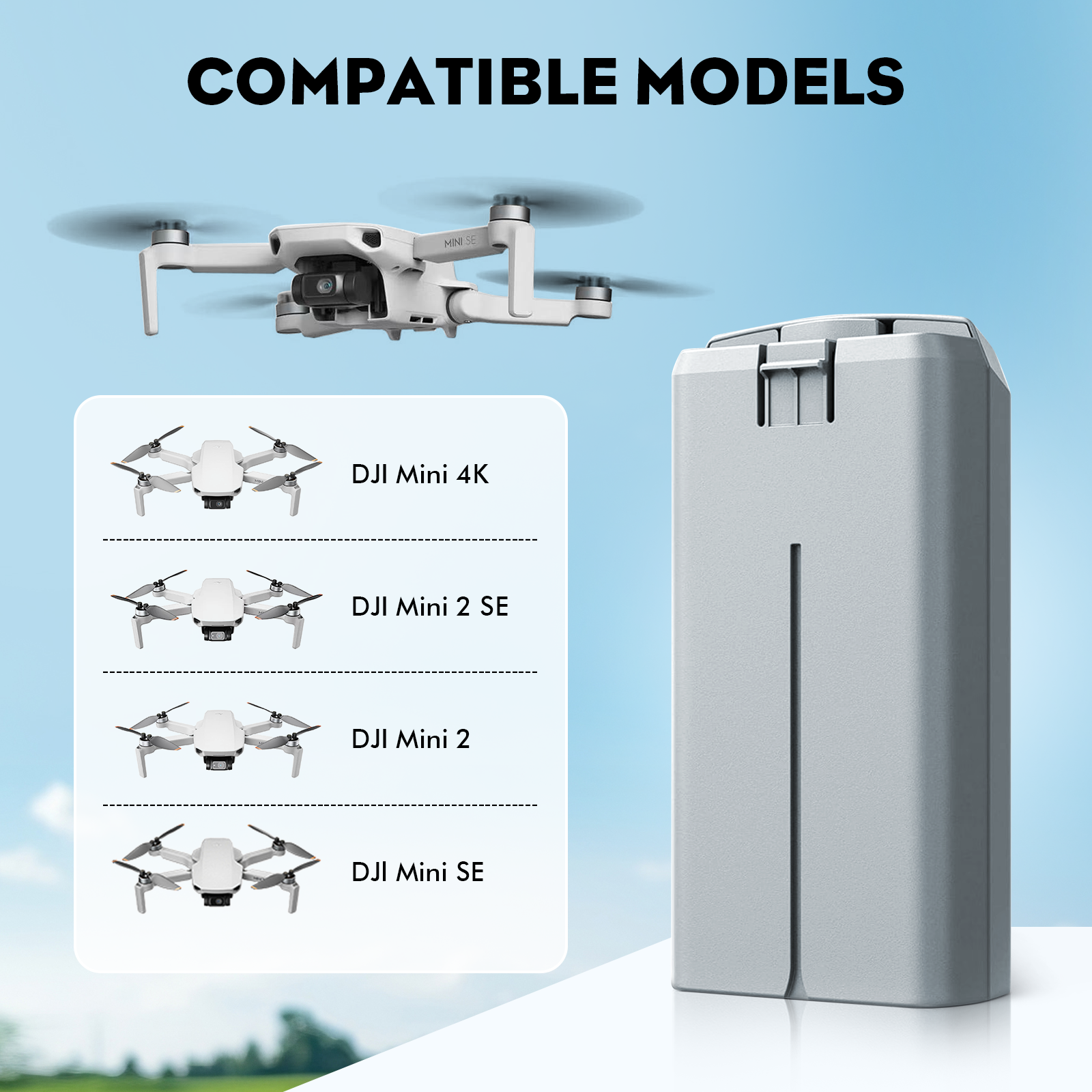YATEOO Intelligent Battery 2400mAh for DJI Mini 4K/Mini2/Mini 2 SE/Mini SE - High Capacity Li-ion Batteries with Overheat Protection,31 Mins Flight Time