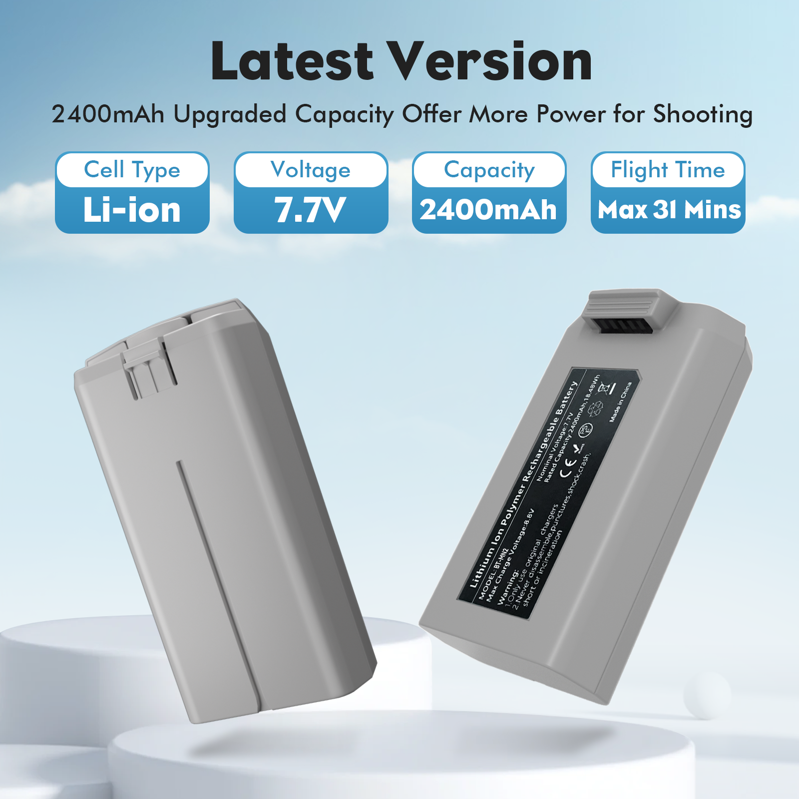 YATEOO Intelligent Battery 2400mAh for DJI Mini 4K/Mini2/Mini 2 SE/Mini SE - High Capacity Li-ion Batteries with Overheat Protection,31 Mins Flight Time