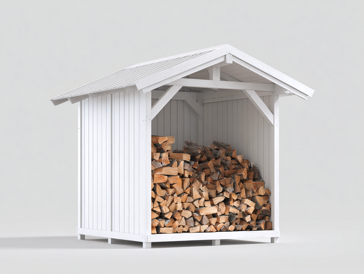 Portalegna in legno con tetto 160x80x160 cm - Bianco - Design funzionale per esterno-Kaviaaloft