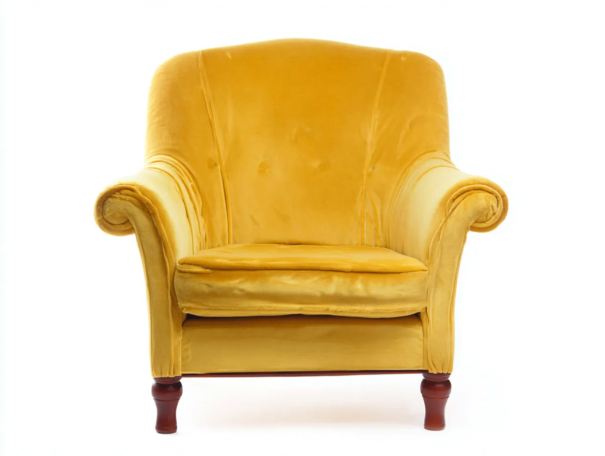 Poltrona - Tessuto-Legno - 90x85x92 cm - Giallo senape - Stile classico-Kaviaaloft