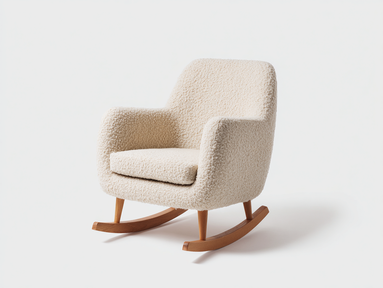 Sedia a dondolo imbottita in tessuto 75x85x95 cm - beige-marrone - design moderno per soggiorno-Kaviaaloft