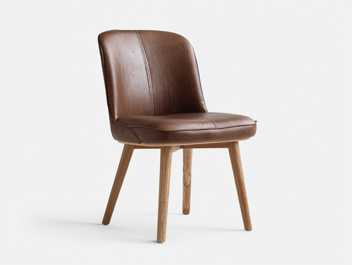 Sedia da pranzo imbottita in pelle 54x57x83 cm - marrone - design contemporaneo per sala da pranzo-Kaviaaloft