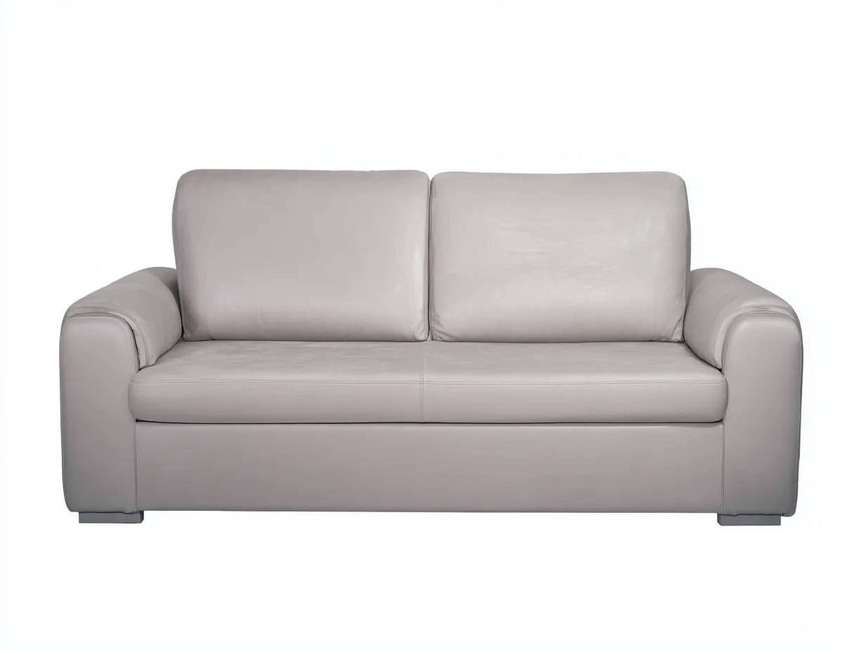 Divano lineare-pelle-185x96x86 cm-Grigio chiaro-moderno-Kaviaaloft