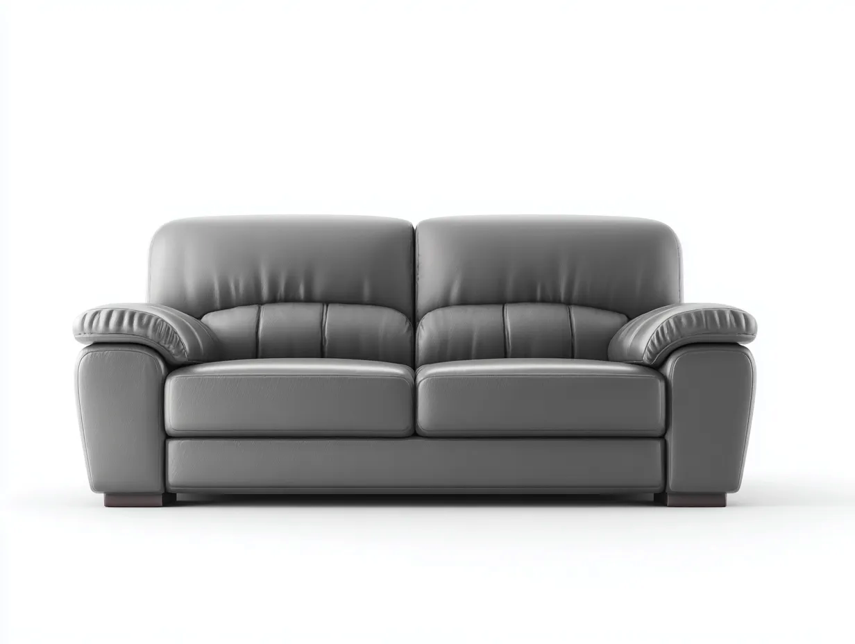 Divano lineare-pelle-188x98x90 cm-Grigio-moderno-Kaviaaloft