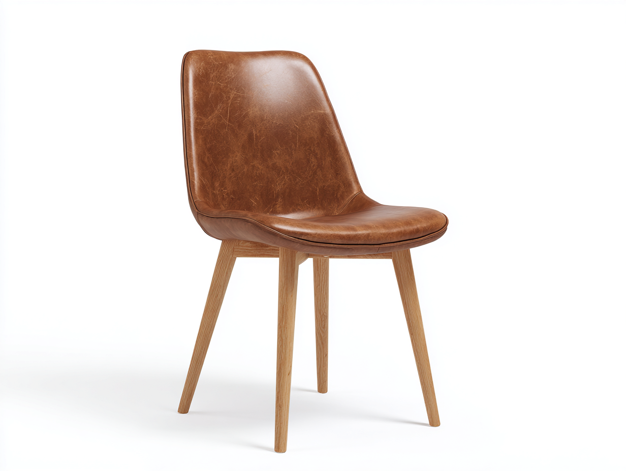 Sedia da pranzo con seduta rivestita e gambe in legno 46x55x84 cm - Marrone - Design moderno per sala da pranzo-Kaviaaloft