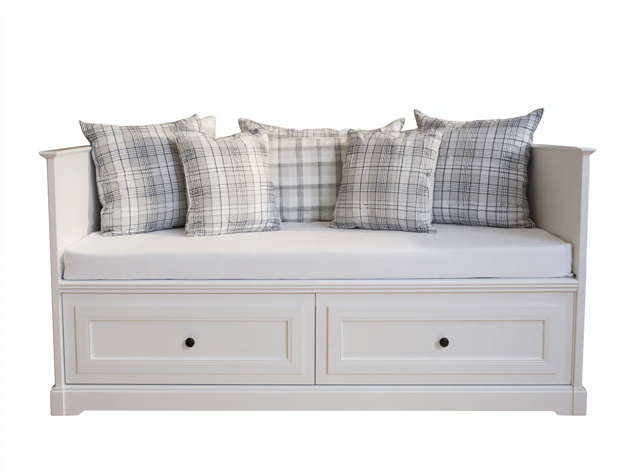 Sofa z funkcją spania-drewno-tkanina-208x94x92 cm-biały-szary-styl nowoczesny-Dalinvahome
