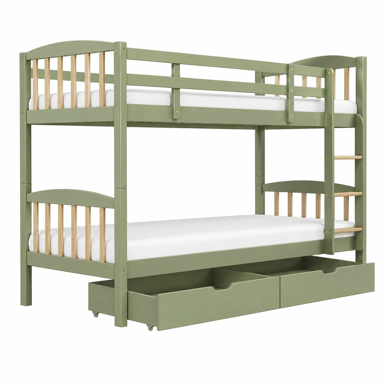 Litera moderna con cajones integrados 90 x 200 cm Verde oliva-cartdova