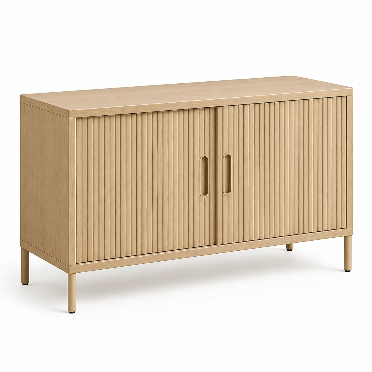 Aparador moderno de 2 puertas con diseno acanalado 120 cm Roble claro-cartdova