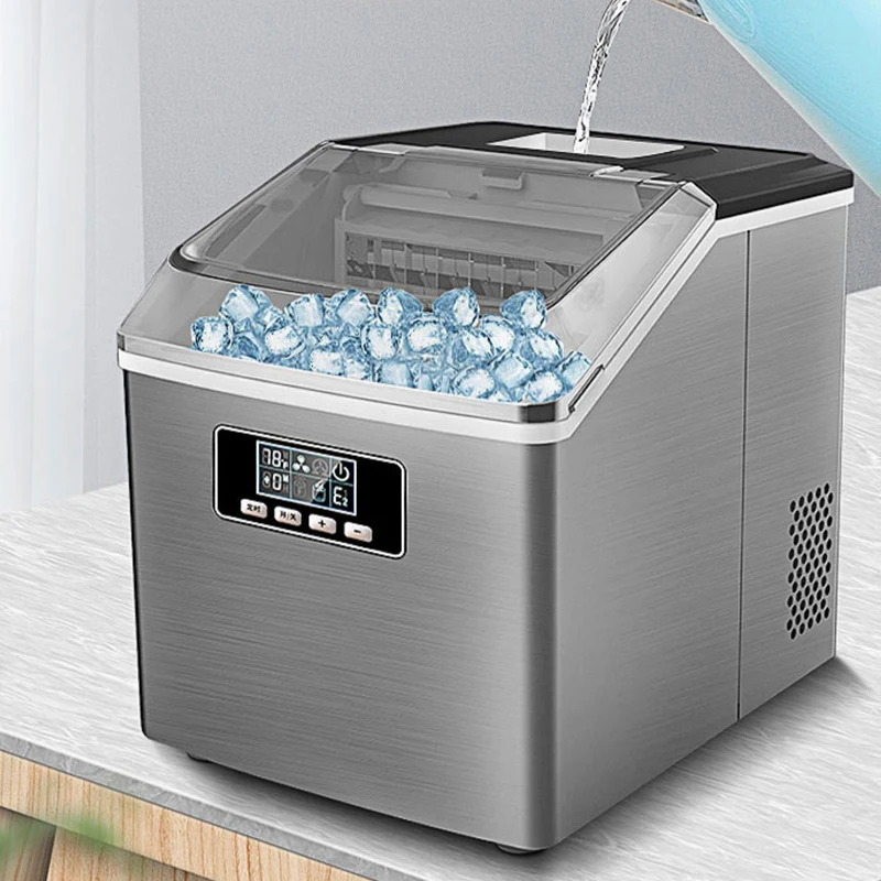 12KG/24H Electric Ice Maker, Fast Ice in 6-8 Mins, 2 Size Cubes, Auto Self-Cleaning, Visible Window, Full Metal Body for Home Bar