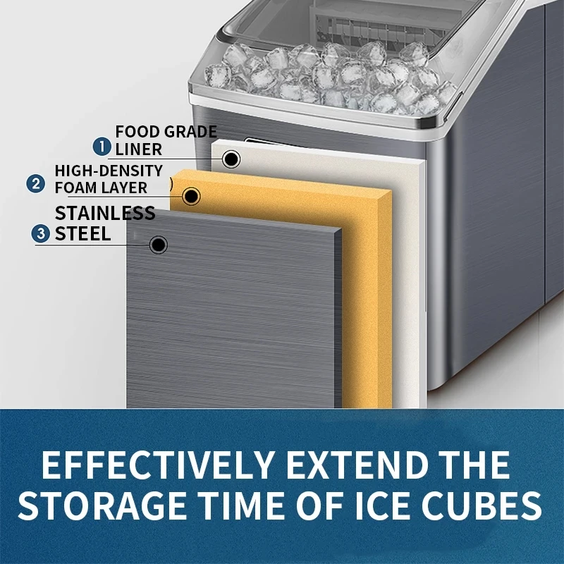 12KG/24H Electric Ice Maker, Fast Ice in 6-8 Mins, 2 Size Cubes, Auto Self-Cleaning, Visible Window, Full Metal Body for Home Bar