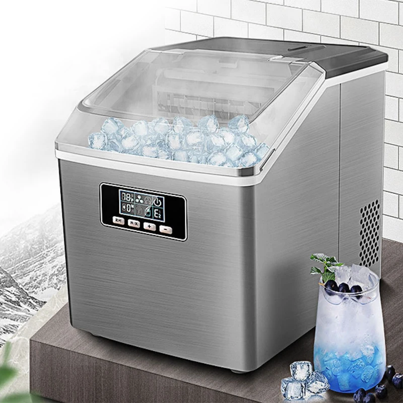 12KG/24H Electric Ice Maker, Fast Ice in 6-8 Mins, 2 Size Cubes, Auto Self-Cleaning, Visible Window, Full Metal Body for Home Bar