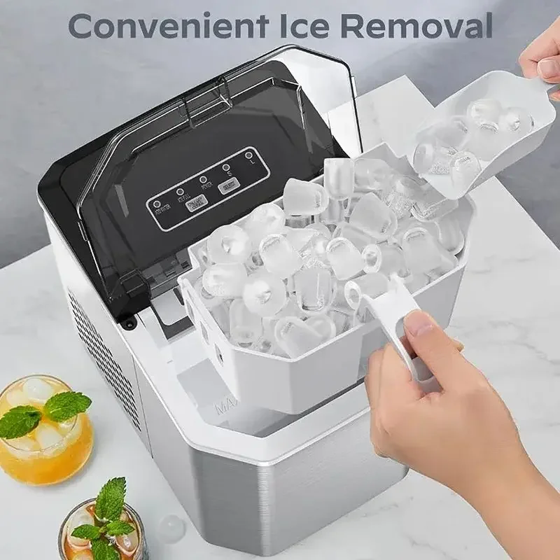 Elektrische Eiswürfelmaschine 220 V für Bar, Zuhause, Küche, Büro, zylindrische Eiswürfelmaschine mit Schaufel, automatische Mini-Eismaschine