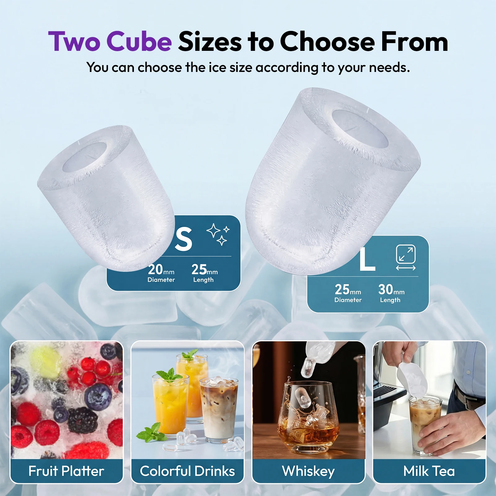 Loefme Portable Ice Maker Machine 12kg/24h | Bullet Ice | 6-8 Mins Fast | Auto-Cleaning | Grey | For Home Bar