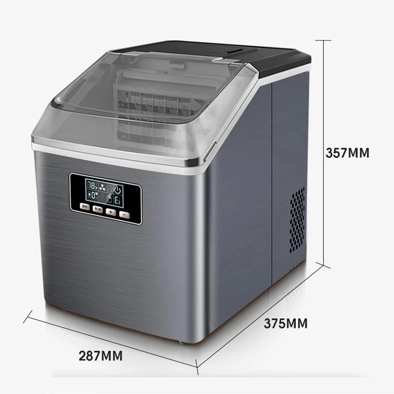 12KG/24H Electric Ice Maker, Fast Ice in 6-8 Mins, 2 Size Cubes, Auto Self-Cleaning, Visible Window, Full Metal Body for Home Bar