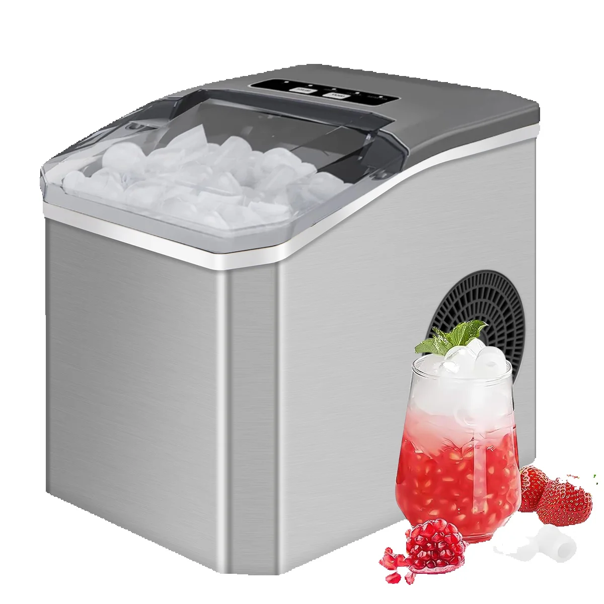 Elektrische Eiswürfelmaschine 220 V für Bar, Zuhause, Küche, Büro, zylindrische Eiswürfelmaschine mit Schaufel, automatische Mini-Eismaschine