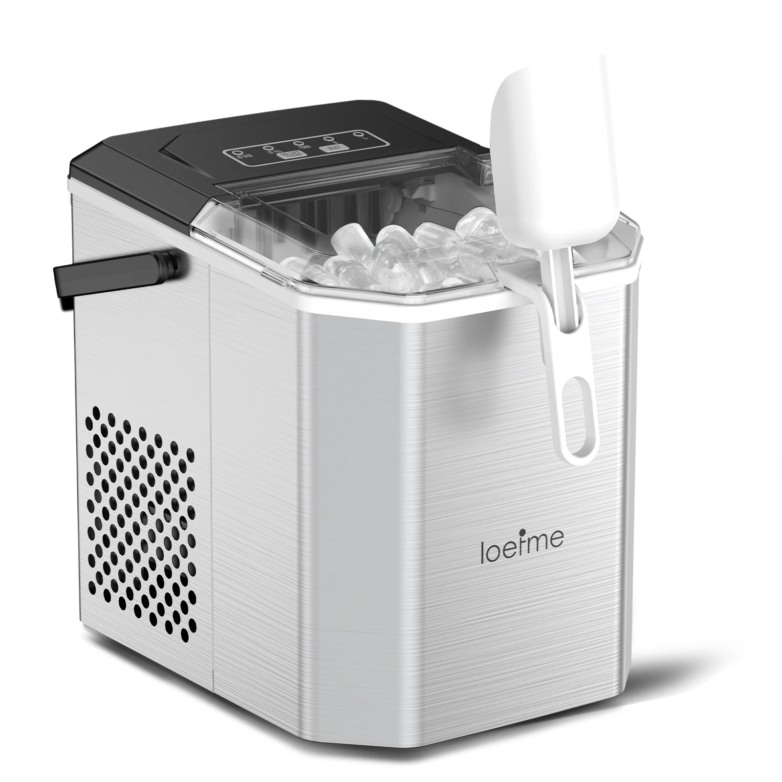 Loefme Portable Ice Maker Machine 12kg/24h | Bullet Ice | 6-8 Mins Fast | Auto-Cleaning | Grey | For Home Bar
