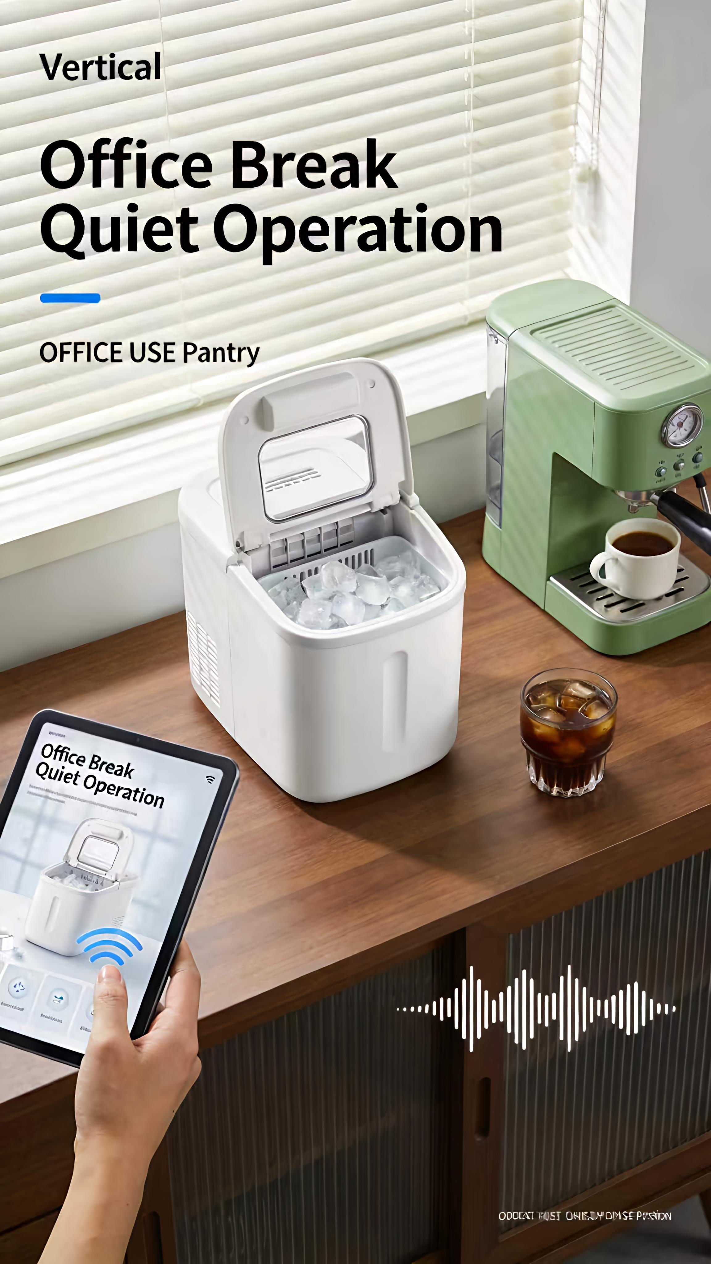 JJJ Portable Ice Maker, 15kg/24h, 6-8 Mins Fast Ice Making with UV Sterilization & Self-Cleaning, 220V EU Plug