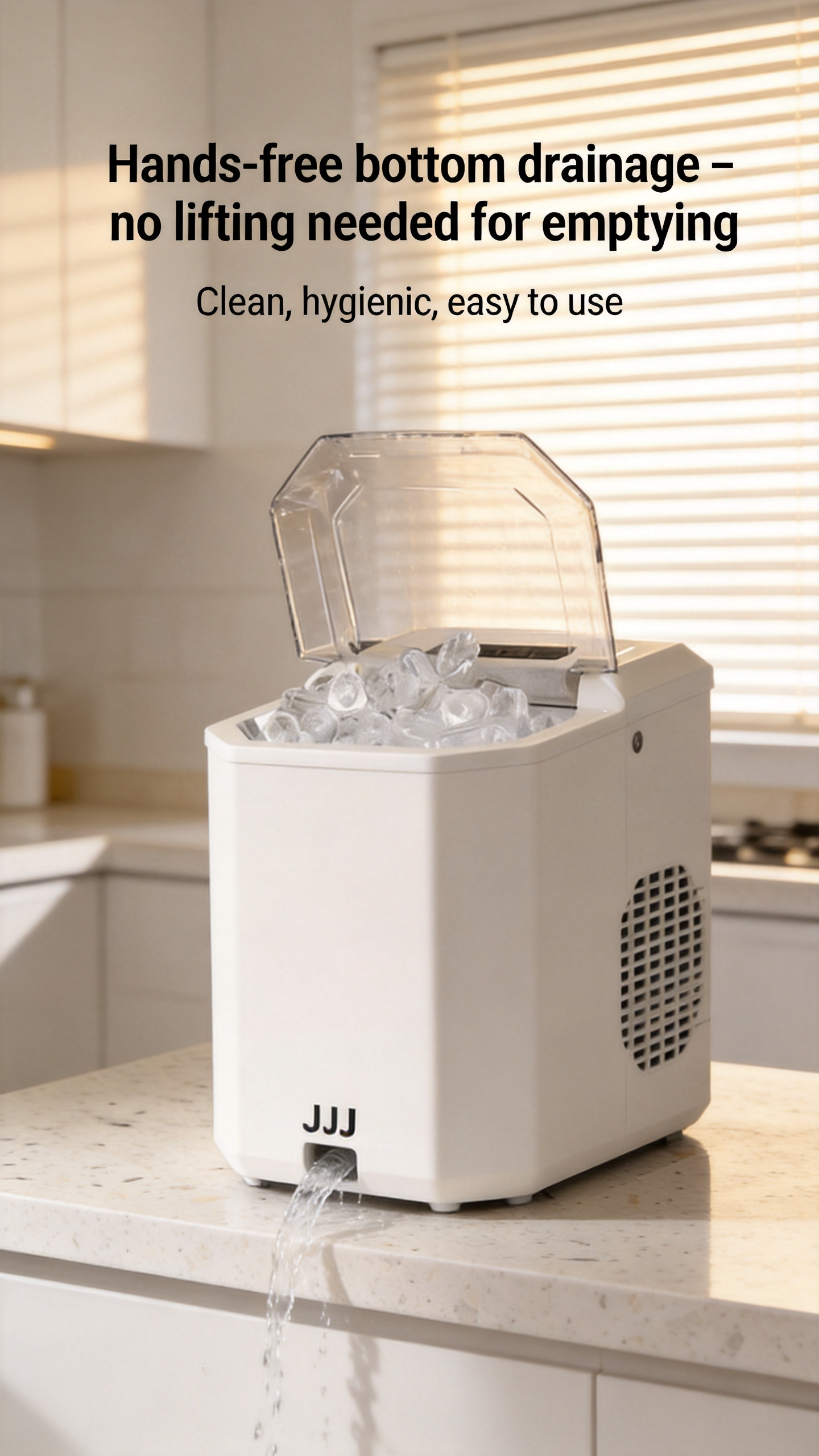 JJJ Portable Ice Maker, 15kg/24h, 6-8 Mins Fast Ice Making with UV Sterilization & Self-Cleaning, 220V EU Plug