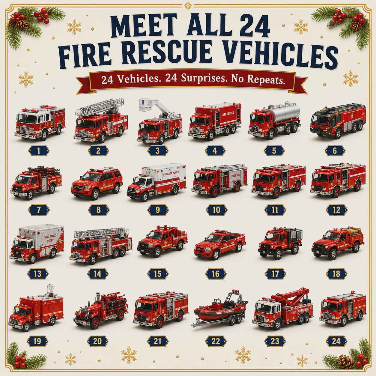 🚜Build the Fleet Collection 24-Day Vehicle Advent Calendar Series Christmas gifts