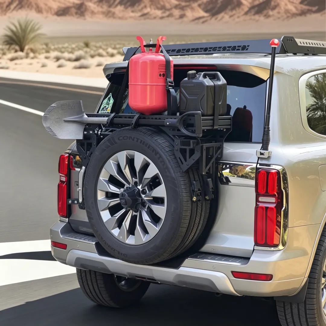Spare Tire Cargo Rack – Adjustable Aluminum Storage Platform