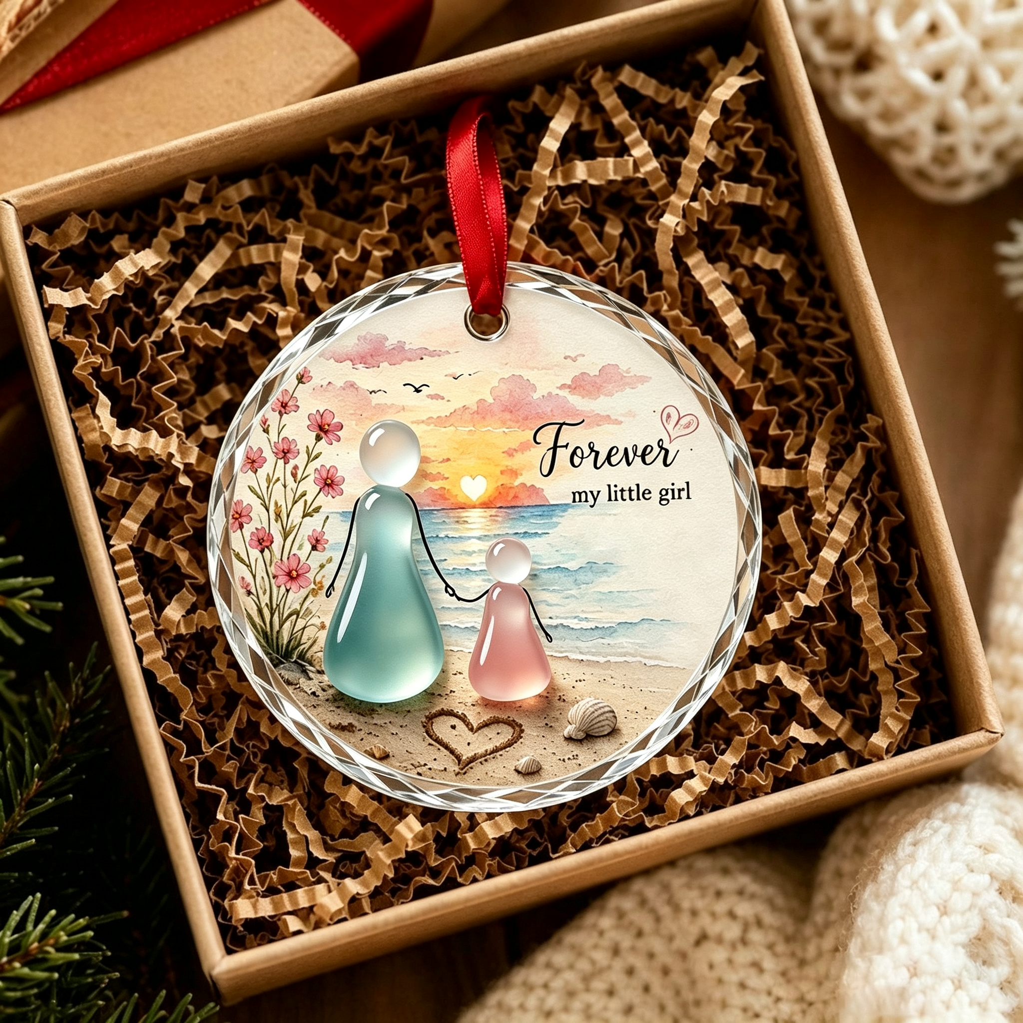 Forever My Little Girl Sea Glass Ornament