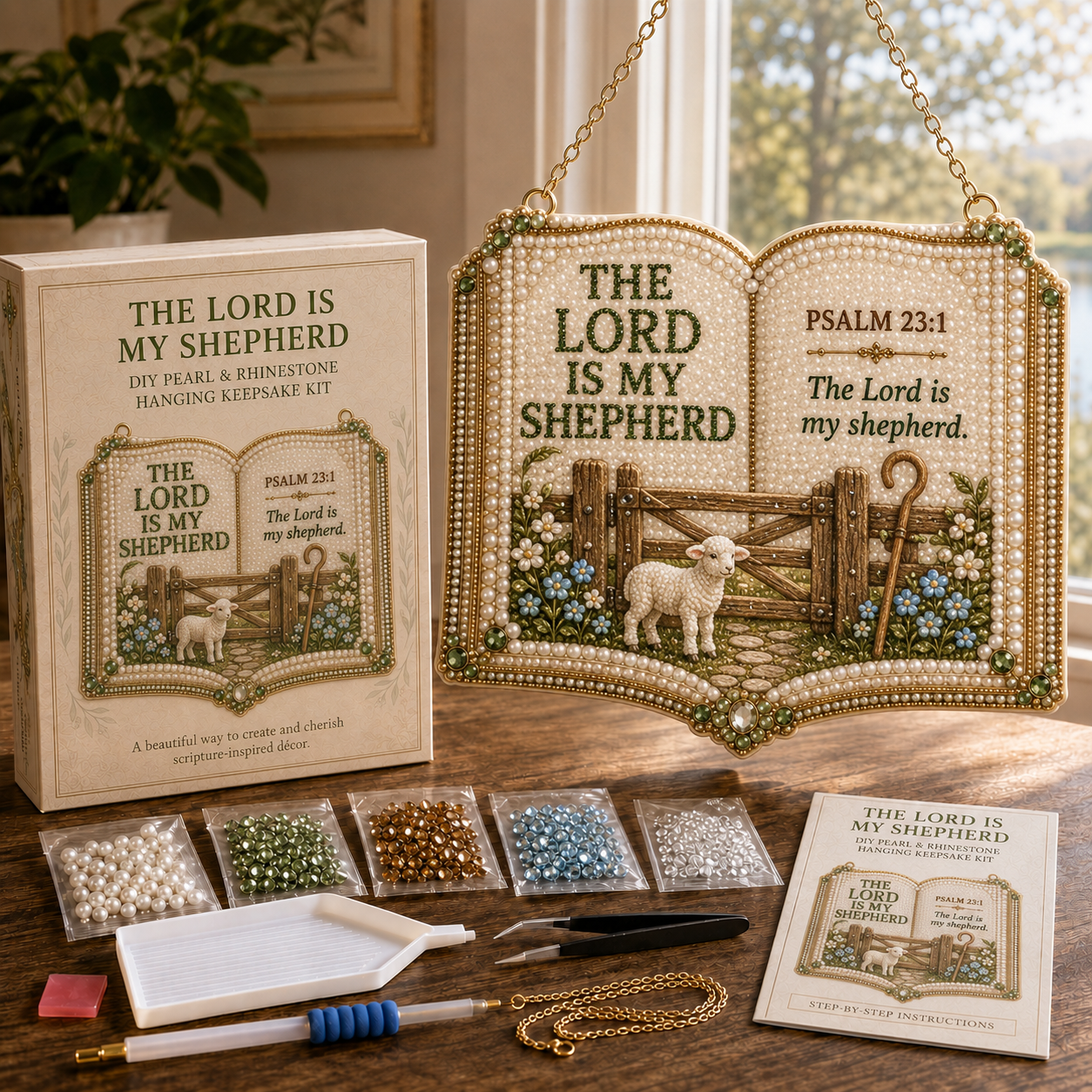 📖 Psalms of Comfort & Strength Pearl & Rhinestone Book Hanging Keepsake Kit