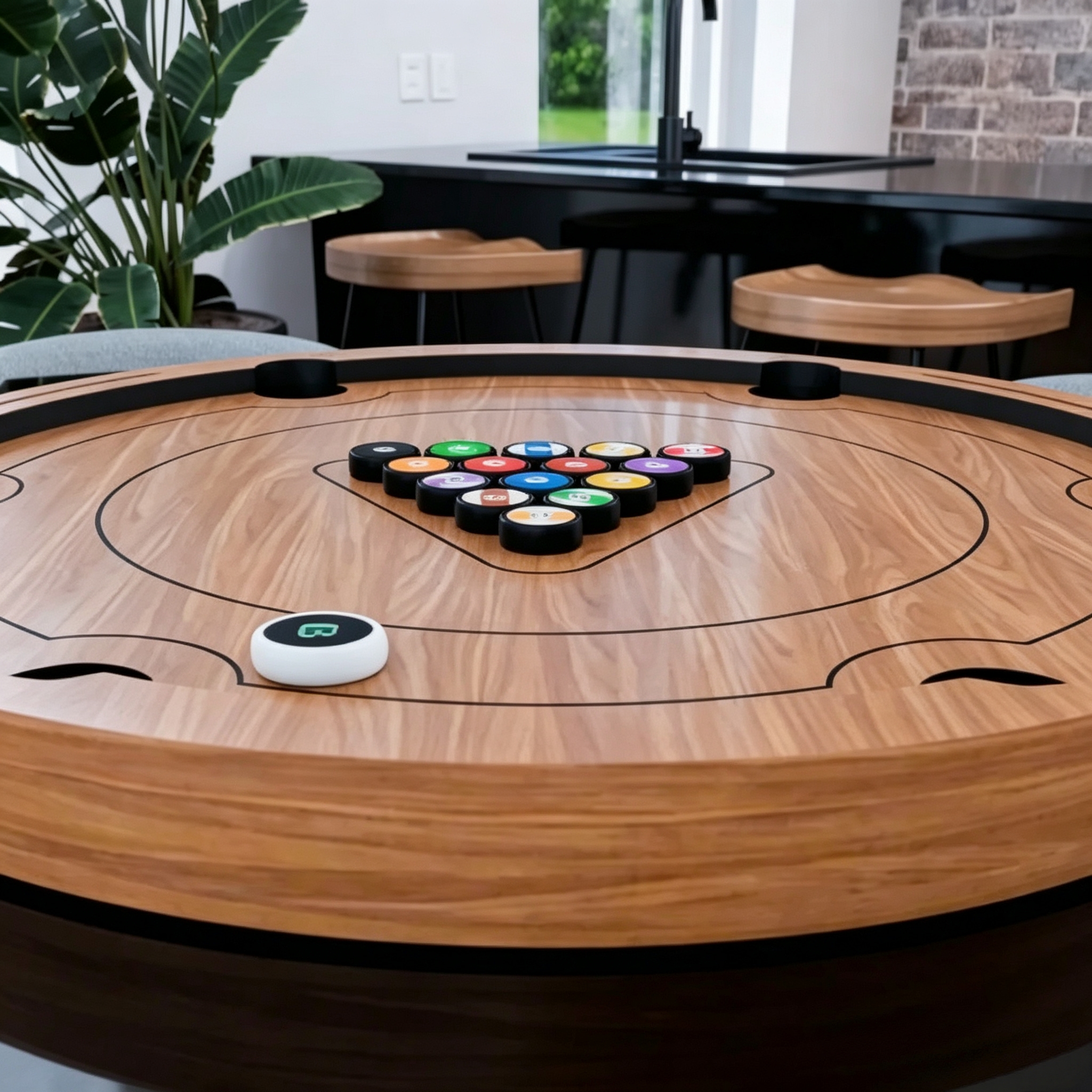 Portable Round Table-Top Pool Game