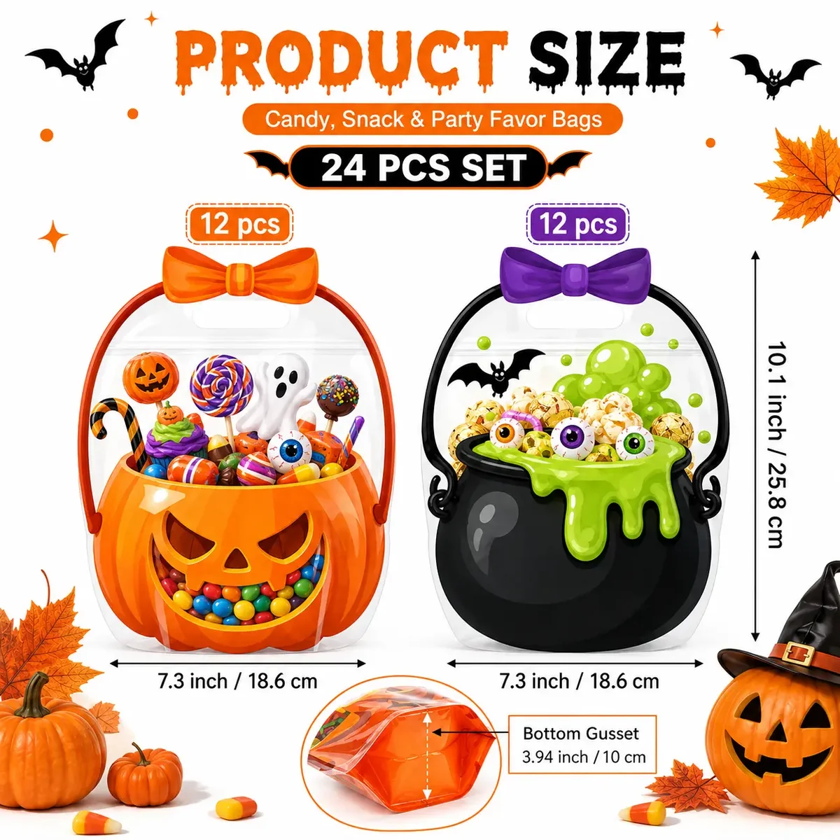 🎃Halloween Treat Bags Set for Trick or Treat Candy Party Favor Storage