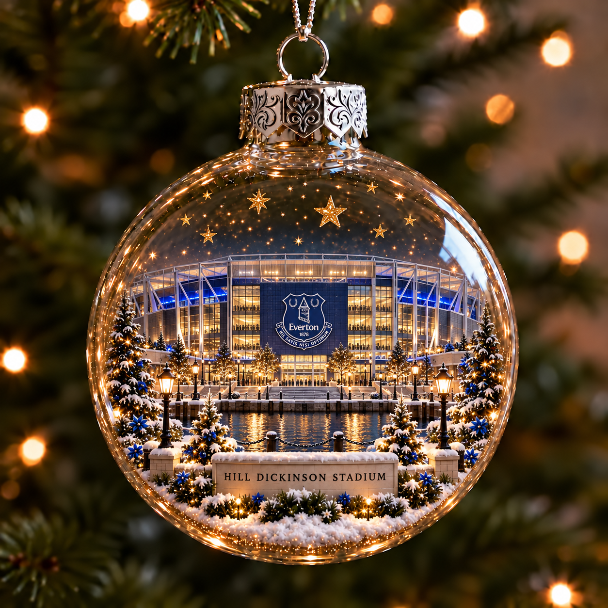 ⚽🎄 Light-Up Football Stadium Christmas Ornament