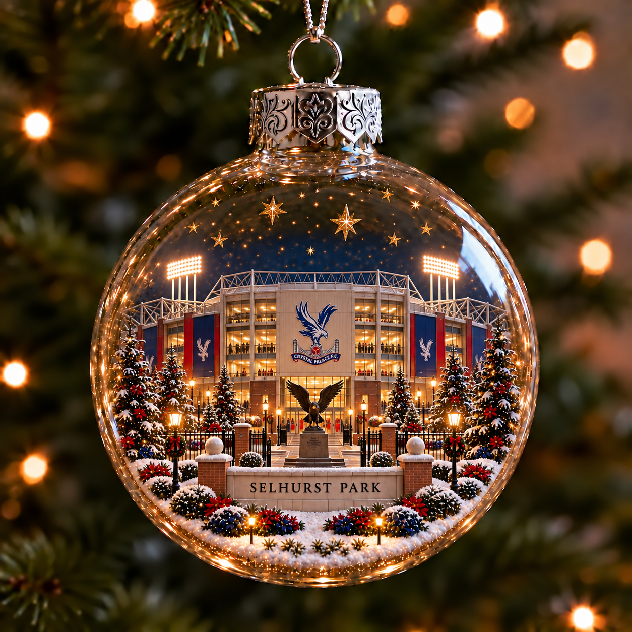 ⚽🎄 Light-Up Football Stadium Christmas Ornament